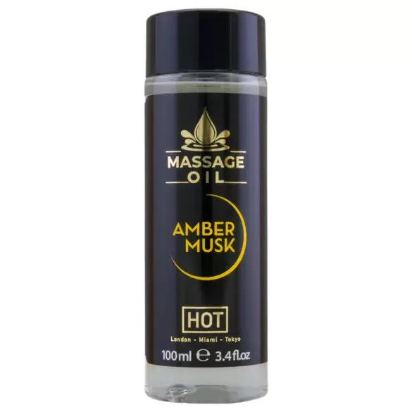 Ulei de masaj HOT - Massage Oil, cu aromă caldă de ambră și mosc, 100 ml
