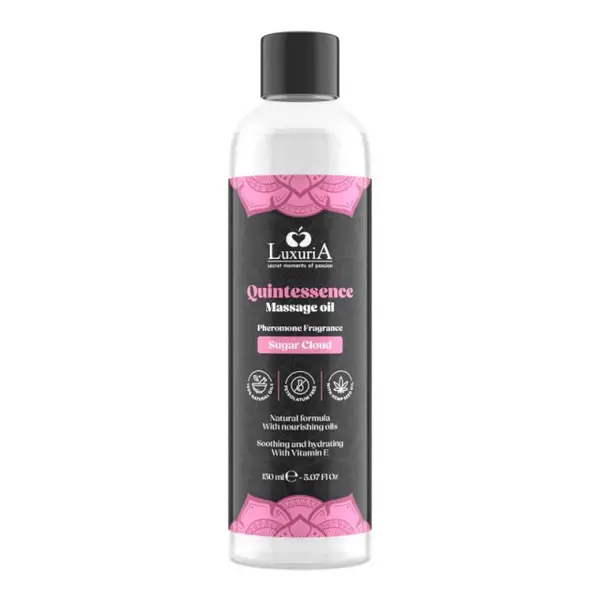 Ulei de masaj LUXURIA Quintessence Sugar Cloud, cu vitamina E și feromoni, cu aromă dulce, 150 ml