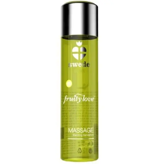 Ulei de masaj Swede – Fruity Love Warming Effect, cu aromă de vanilie și pară aurie, efect de încălzire și hidratare, 60 ml