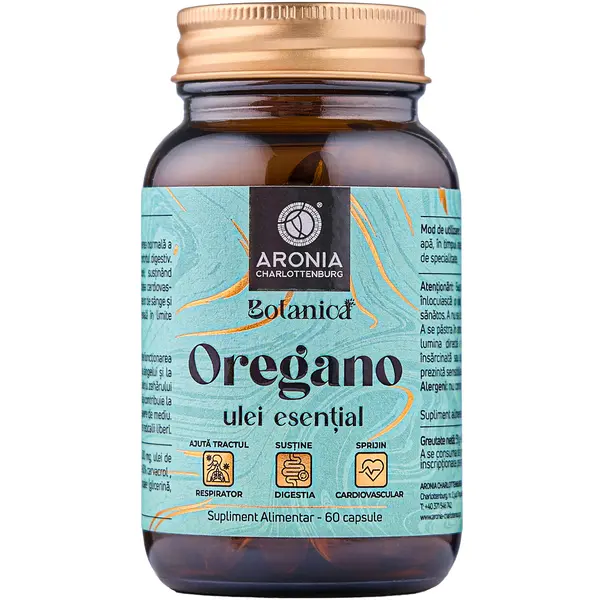 Ulei Esențial de Oregano sălbatic— 60 de capsule cu beneficii pentru tractul respirator, digestie și sistemul cardiovascular | Botanica