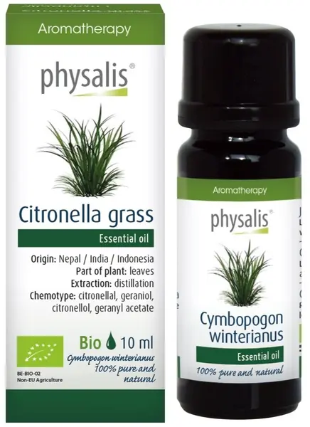 Ulei esențial organic, citronelă, 10 ml, Physalis
