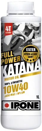 Ulei moto 4T Ipone Full Power Katana 10W40 100% Sintetic ESTER - JASO MA2 - API SM, 1L