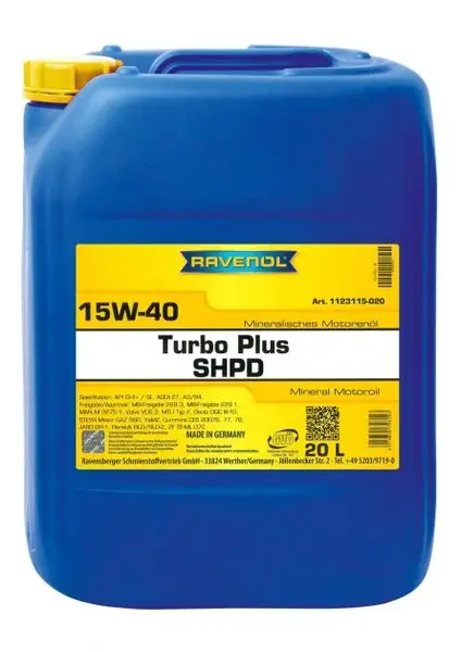 Ulei motor RAVENOL Turbo-Plus SHPD 15W40 1123115-020, volum 20 litri, mineral 20L