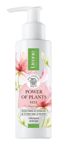 Ulei-spuma pentru indepartarea machiajului Trandafir Power Of Plants, 145ml, Lirene