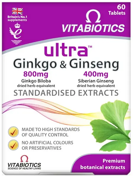Ultra Ginkgo & Ginseng, 60 tablete, Vitabiotics