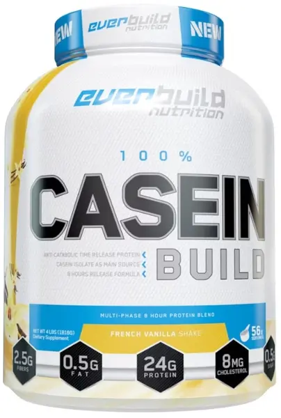 Ultra Premium 100% Casein Build, vanilie franceză, 1.81 kg, Everbuild
