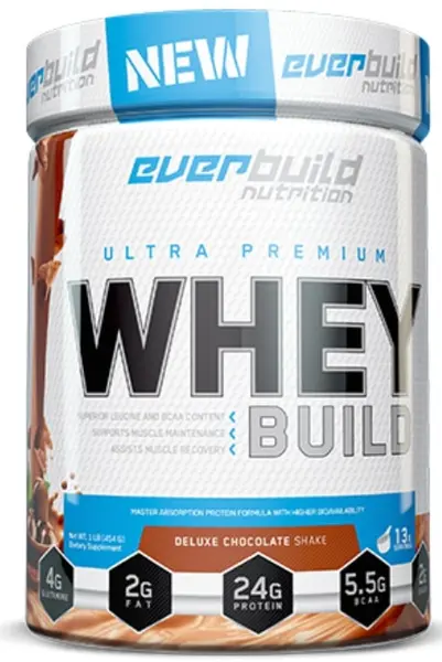 Ultra Premium Whey Build, smoothie de căpșuni, 454 g, Everbuild