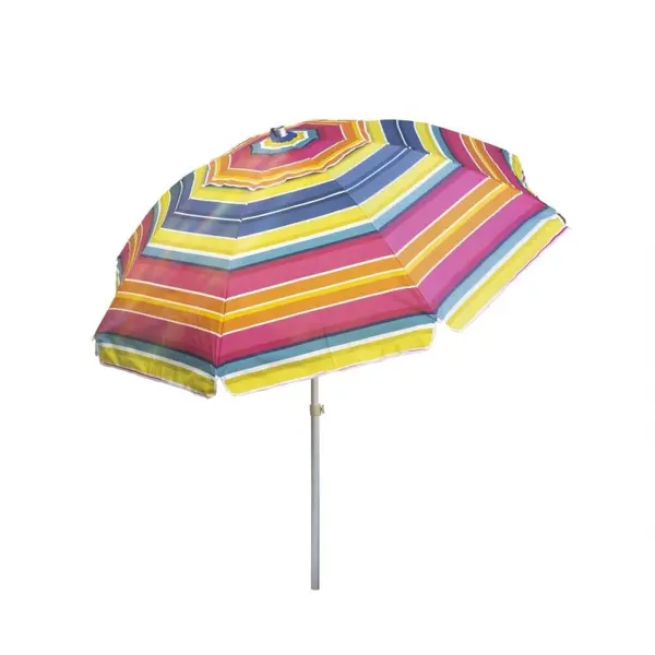 Umbrela Protectie Solara, Diametru 2 m, cu Inclinare si Cosulet, Structura Metalica, Roz / Verde