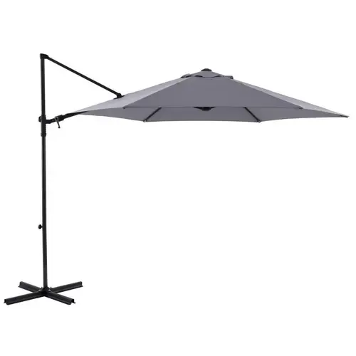 Umbrela terasa Naterial, otel/poliester, 290 x 290 cm, H 235 cm, Gri