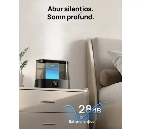Umidificator aer Dreo 420S Smart, Rezervor 4l, 250ml/h, 3 trepte umidificare, Senzor de Umiditate, Indicator Umiditate, Mod Auto, Aromaterapie (Negru)