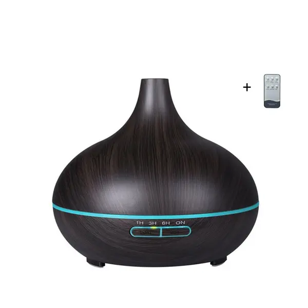 Umidificator de aer/Difuzor aromaterapie cu ultrasunete, 300ml, 7 efecte de lumina, cu telecomanda, lemn wenge