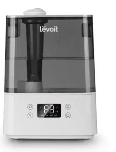 Umidificator de aer Levoit Classic 300S, Rezervor 6L, Super Silentios, Aplicatie Smart, Senzor Umiditate, Functie AUTO, Aromaterapie, Autonomie 60 ore (Alb/Negru)