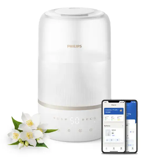 Umidificator de aer Philips Seria 1000 HU1510/04, 3l, Sistem Sky High Mist, 6 setari de iluminare (Alb)