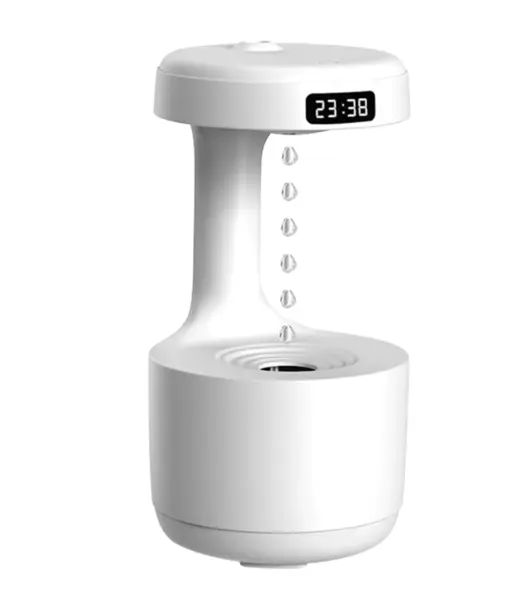 Umidificator si difuzor de aroma tehnologie Anti Gravity 600ml cu afisaj ora si lumina ambientala