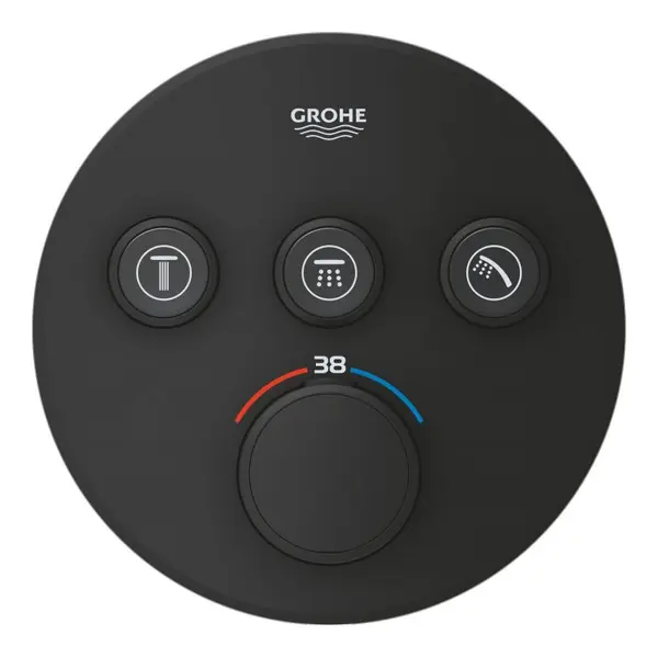 Unitate comanda dus Grohe Grohtherm SmartControl 29508KF0, 1/2 inch, incastrat, termostat, 3 iesiri, necesita valva incastrata, mat, Negru