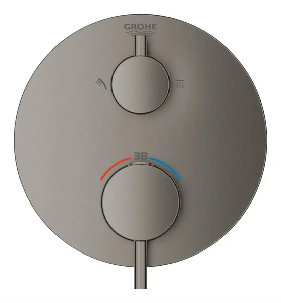 Unitate comanda Grohe Atrio 24135AL3, 1/2 inch, termostat, 2 iesiri, necesita valva, mat, Grafit