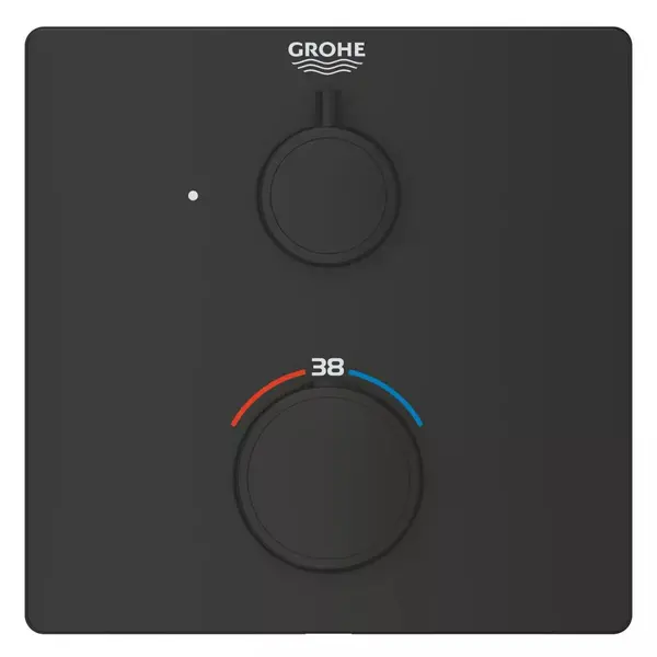 Unitate comanda Grohe Grohtherm Cube 1022152430, aparenta, termostat, 1 iesire, necesita valva, Negru mat