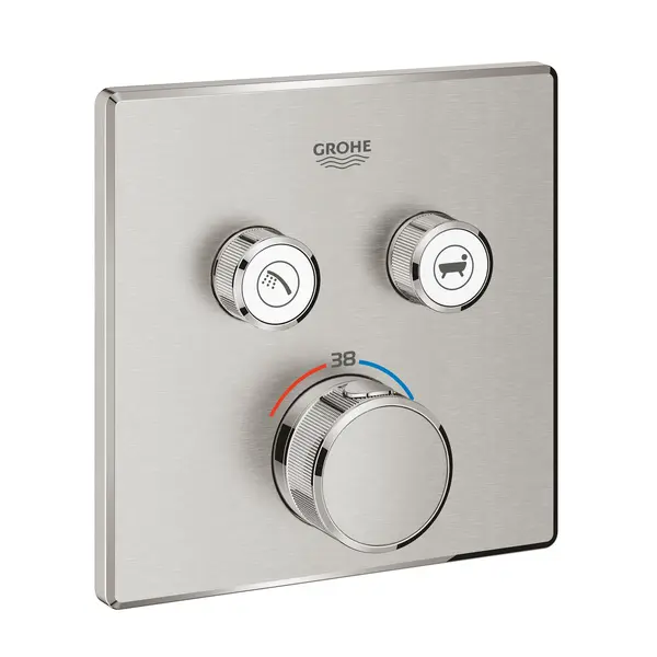 Unitate comanda Grohe Grohtherm SmartControl, 2 iesiri, termostat, necesita valva, mat, otel satinat, 29124DC0