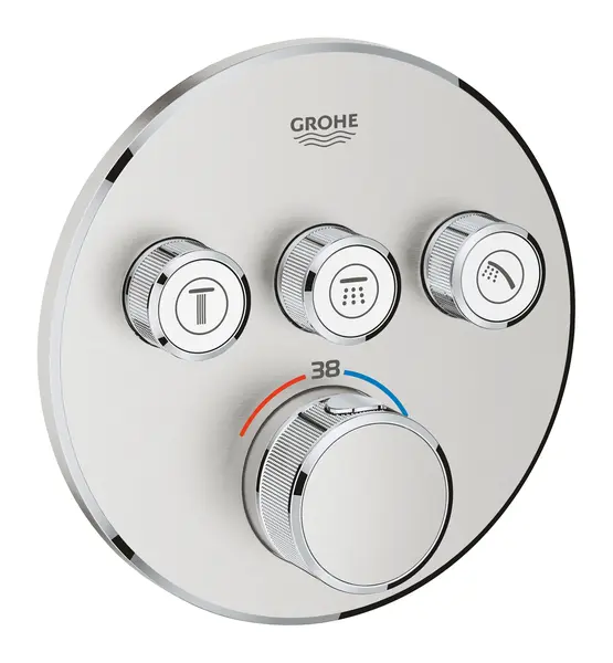 Unitate comanda Grohe Grohtherm SmartControl, 3 functii, termostat, necesita valva, mat, otel satinat, 29121DC0