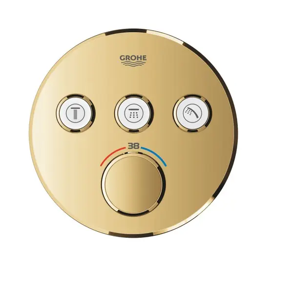 Unitate comanda Grohe SmartControl, 3 iesiri, termostat, necesita valva, lucios, Auriu