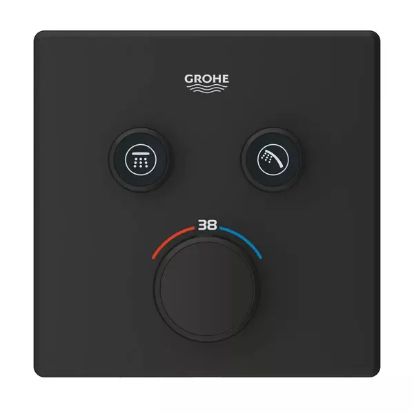 Unitate comanda Grohe SmartControl Cube 102166KF00, aparenta, termostat, 2 iesiri, necesita valva,Negru mat