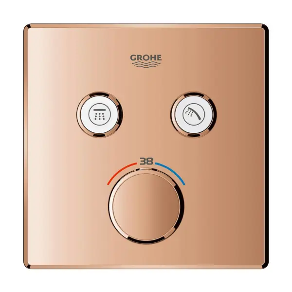 Unitate comanda Grohe SmartControl, termostat, 2 iesiri, necesita valva, lucios, cupru, 29124DA0