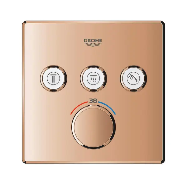 Unitate comanda Grohe SmartControl, termostat, 3 iesiri, necesita valva, lucios, cupru, 29126DA0