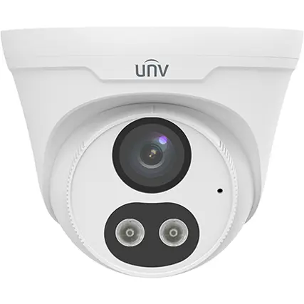 UNIVIEW Camera de supraveghere IP Turret, Uniview IPC3614LE-ADF28KC-DL, 4MP, lentila 2.8mm, ColorHunter, PoE, IR 30m, Lumina Alba 30m, microfon, difuzor