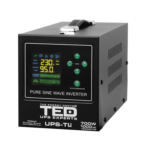 UPS 1000VA/700W cu runtime extins, acumulator extern LiFePO4/AGM/Auto (neinclus), TED Electric TED006776