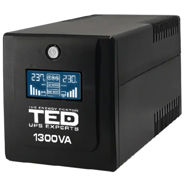 UPS 1300VA / 750W Line-Interactive cu stabilizator, LCD, 4 ieșiri Schuko, TED UPS Expert TED001580