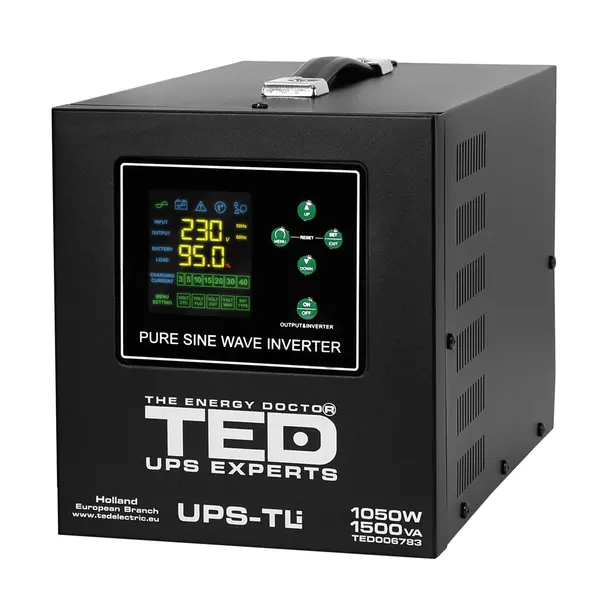 UPS 1500VA/1050W runtime extins LiFePO4 utilizeaza un acumulator (neinclus) TED Electric - TED006783