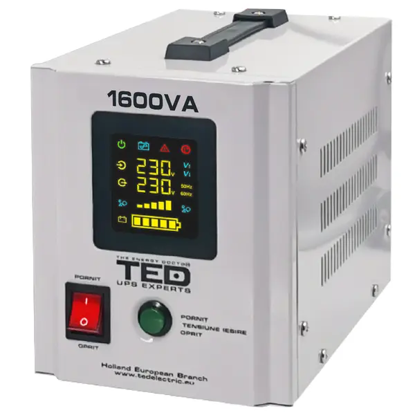 UPS 1600VA/1050W cu acumulatori externi, ieșire sinusoidală pură, TED UPS Expert TED000330