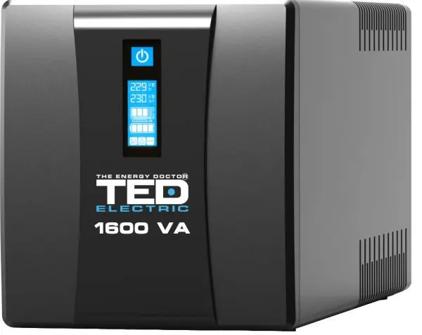 ups 1600va 900w cu stabilizator si management, 4x schuko, ecran lcd si 2x acumulator 12v 9ah, ted electric TED004642