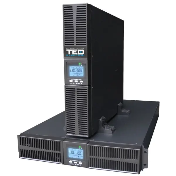 UPS 2000VA / 1800W rackabil 2U Online dubla conversie, management, 4x 9Ah, sinusoida pura, TED Electric TED004055