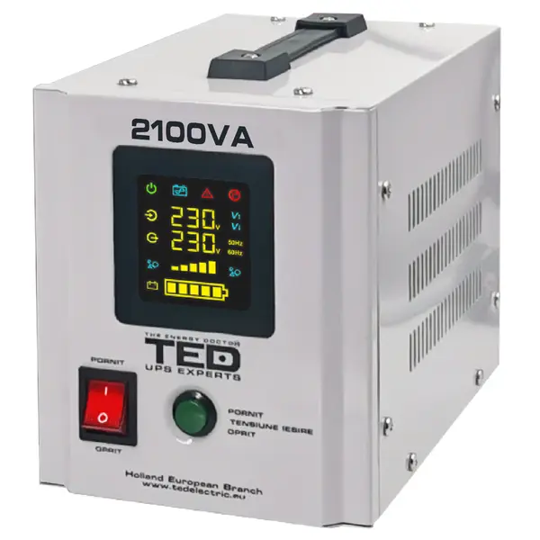 UPS 2100VA/1400W cu ieșire sinusoidală pură și acumulatori externi, TED UPS Expert TED000347