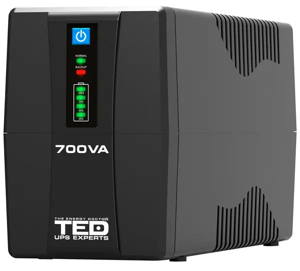 UPS cu stabilizator, 700VA, 400W, Ecran LED, 2x Schuko, IP20, TED TED003966