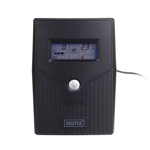 UPS Digitus, Line/ Ineractive LCD 600VA/360W 1x12V/7Ah AVR 2xSchuko USB RJ11, Negru