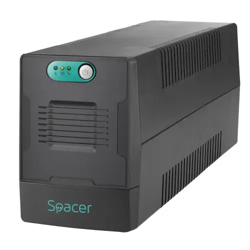 UPS fara management Spacer SPUP-600L-LIT01, 600 VA, 360 W, AVR, 2x Schuko, Indicatie status cu LED, 1 baterie 12V/7Ah (Negru)