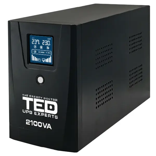 UPS Line-Interactive 1200W / 2100VA cu stabilizator, display LCD, 2 prize Schuko, 2x9Ah - TED UPS Expert TED001603