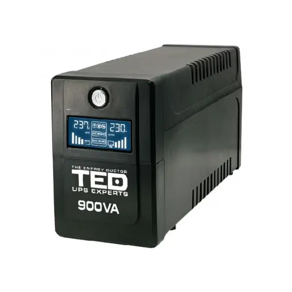 UPS Line Interactive 900VA/500W cu display LCD, stabilizator AVR si 2 iesiri Schuko, TED Electric TED001566