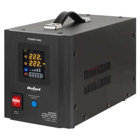 UPS pentru centrala termica cu unda sinusoidala pura 1000VA 700W, utilizeaza 1 acumulator 12V (neinclus), Rebel