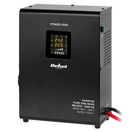 UPS pentru centrala termica cu unda sinusoidala pura si display LCD 1000VA 700W, utilizeaza 1 acumulator 12V (neinclus), Rebel