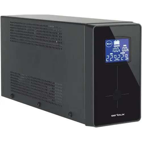 UPS Serioux LCD2000LI, Line Interactive, 2000VA/1200W, ecran LCD, 4 Prize Schuko, USB/RJ45, Regulator automat de tensiune, Management, Repornire Automata