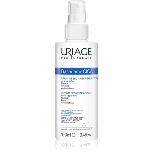 Uriage Bariéderm Cica Drying Repairing Spray spray reparator cu conținut de cupru și zinc, cu efect de uscare 100 ml