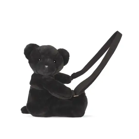 Ursulet din plus - geanta crossbody adorabila, 30 cm, Negru