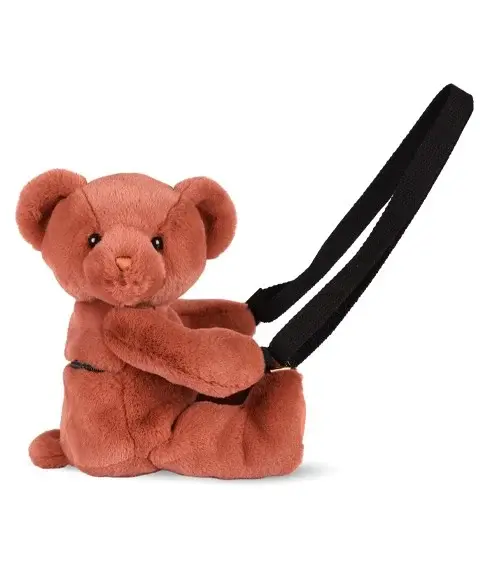 Ursulet din plus - geanta crossbody adorabila, 30 cm, Teracota