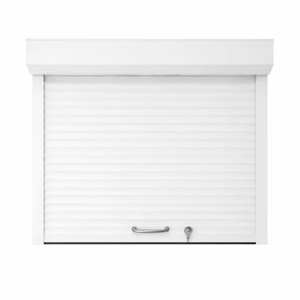 Usa de garaj rulou aluminiu alb lamela 55 mm actionare manuala cu arc si incuietoare cu cheie