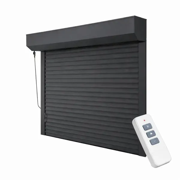 Usa de garaj tip rulou aluminiu lamela 55 mm cu motor si telecomanda gri antracit