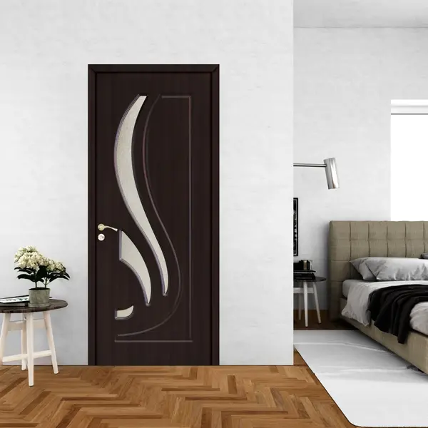 Usa interior din MDF OP 154 reversibila toc inclus cu geam wenge 70 x 200 cm