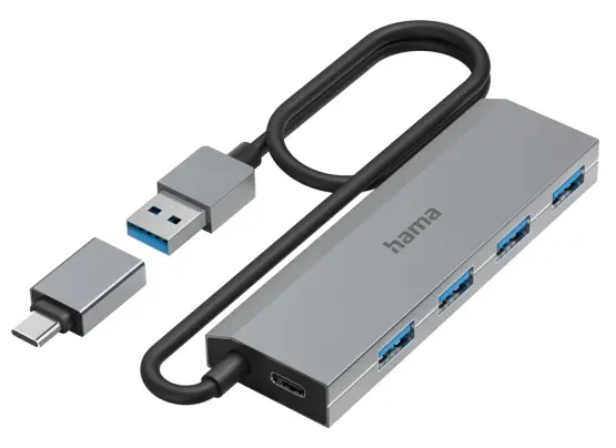 USB Hub Hama - 200138, 5 porturi, argintiu